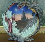 Medieval Legends 3D Ceramic Dragon and Wizard Plate
